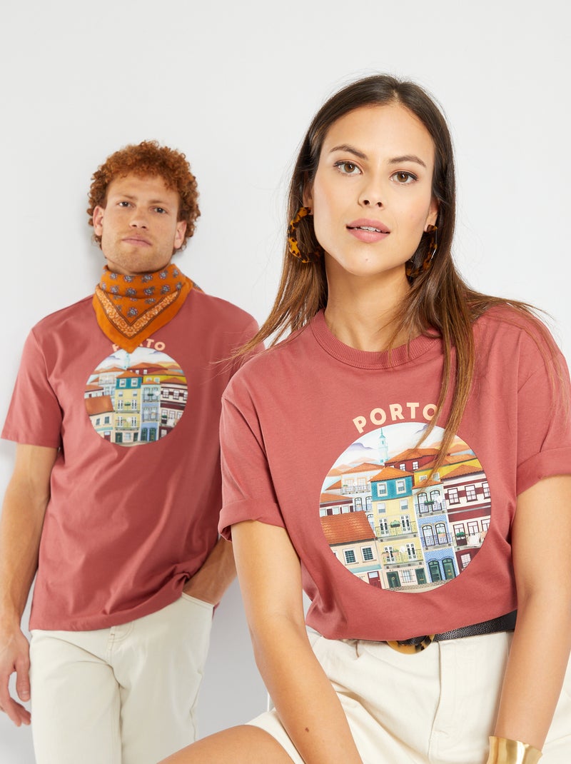 Uniseks T-shirt met opdruk 'Firenze' ROOD - Kiabi