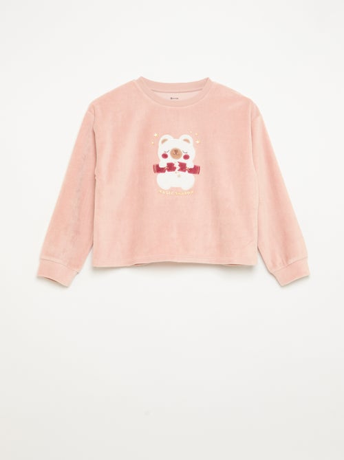 Velouren 2-delige pyjamaset + slaapmasker - Kiabi Velouren 2-delige pyjamaset + slaapmasker - Kiabi