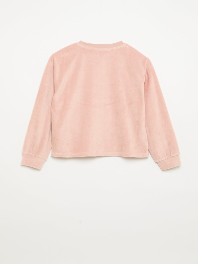 Velouren 2-delige pyjamaset + slaapmasker Rose - Kiabi