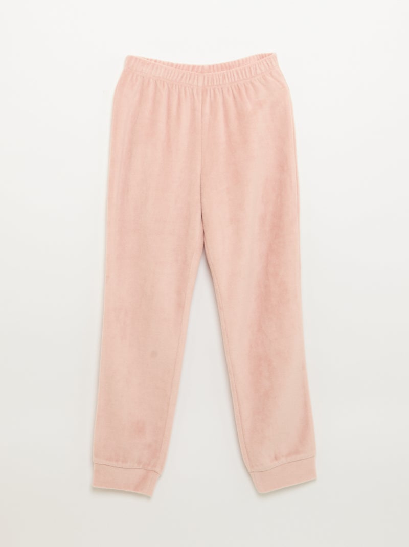 Velouren 2-delige pyjamaset + slaapmasker Rose - Kiabi