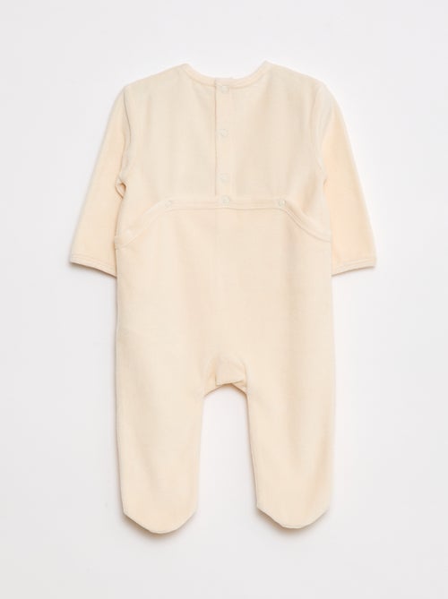Velours pyjama met voetjes en animatie vooraan - Kiabi