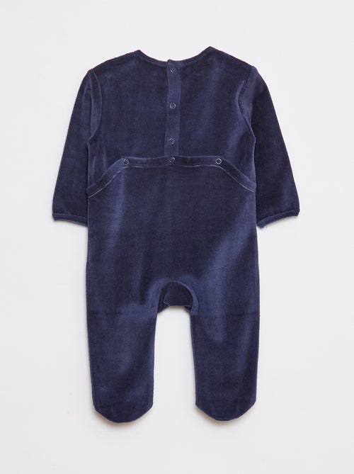 Velours pyjama met voetjes en animatie vooraan - Kiabi