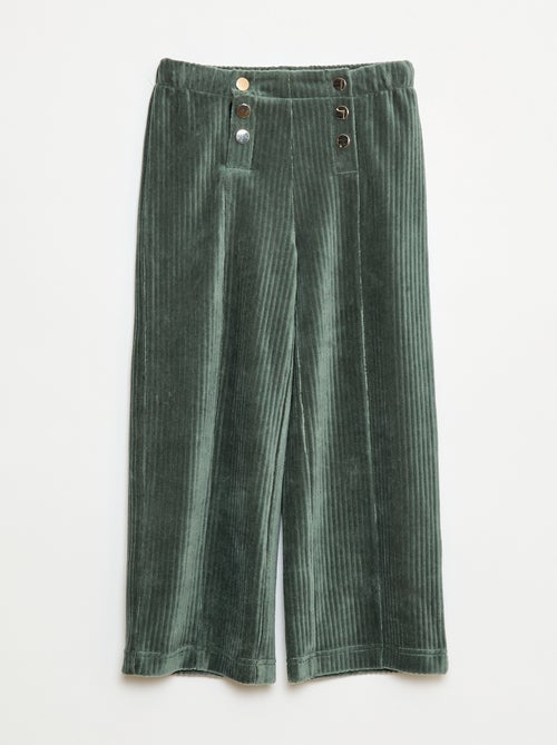 Veloursbroek met dubbele opening met drukknopen - gemakkelijk aan te trekken collectie - Kiabi