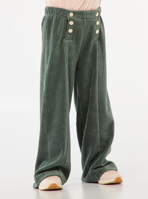 Veloursbroek met dubbele opening met drukknopen - gemakkelijk aan te trekken collectie - Kiabi