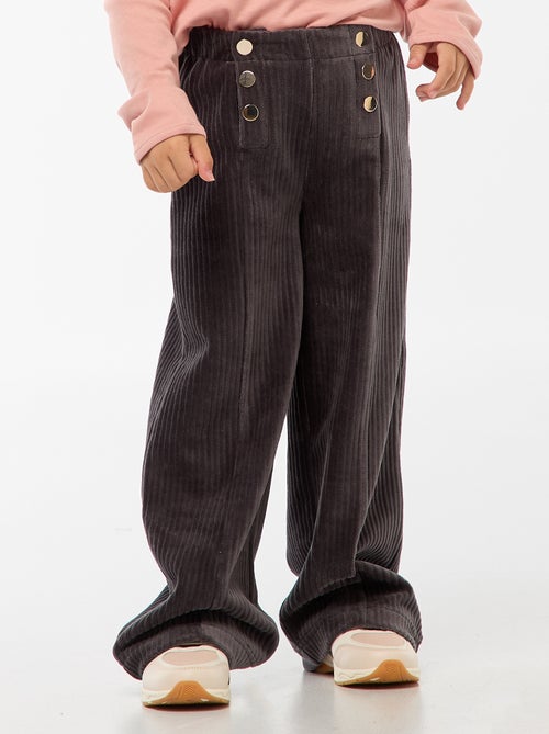 Veloursbroek met dubbele opening met drukknopen - gemakkelijk aan te trekken collectie - Kiabi