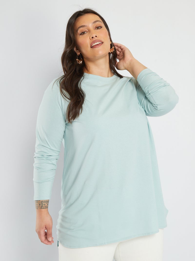 Verlengd T-shirt met lange mouw BLAUW - Kiabi