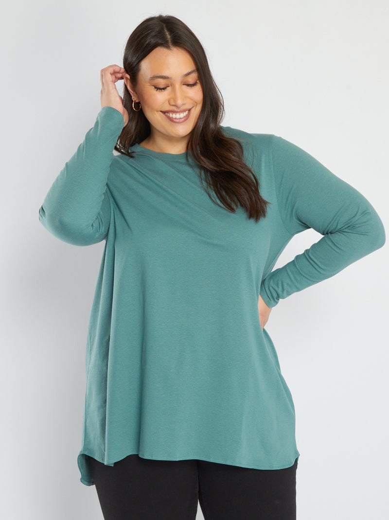 Verlengd T-shirt met lange mouw GROEN - Kiabi
