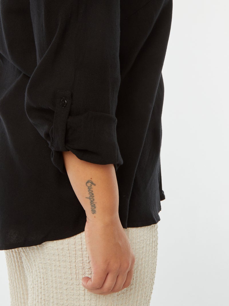 Veromoda | Blouse van gemengd linnen ZWART - Kiabi