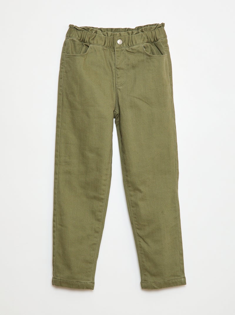 Verstevigde broek met paperbagtaille groen - Kiabi