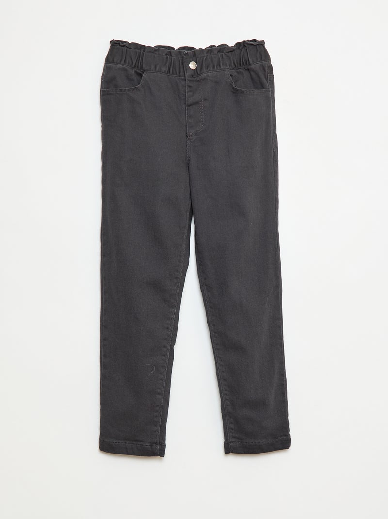 Verstevigde broek met paperbagtaille Zwart - Kiabi