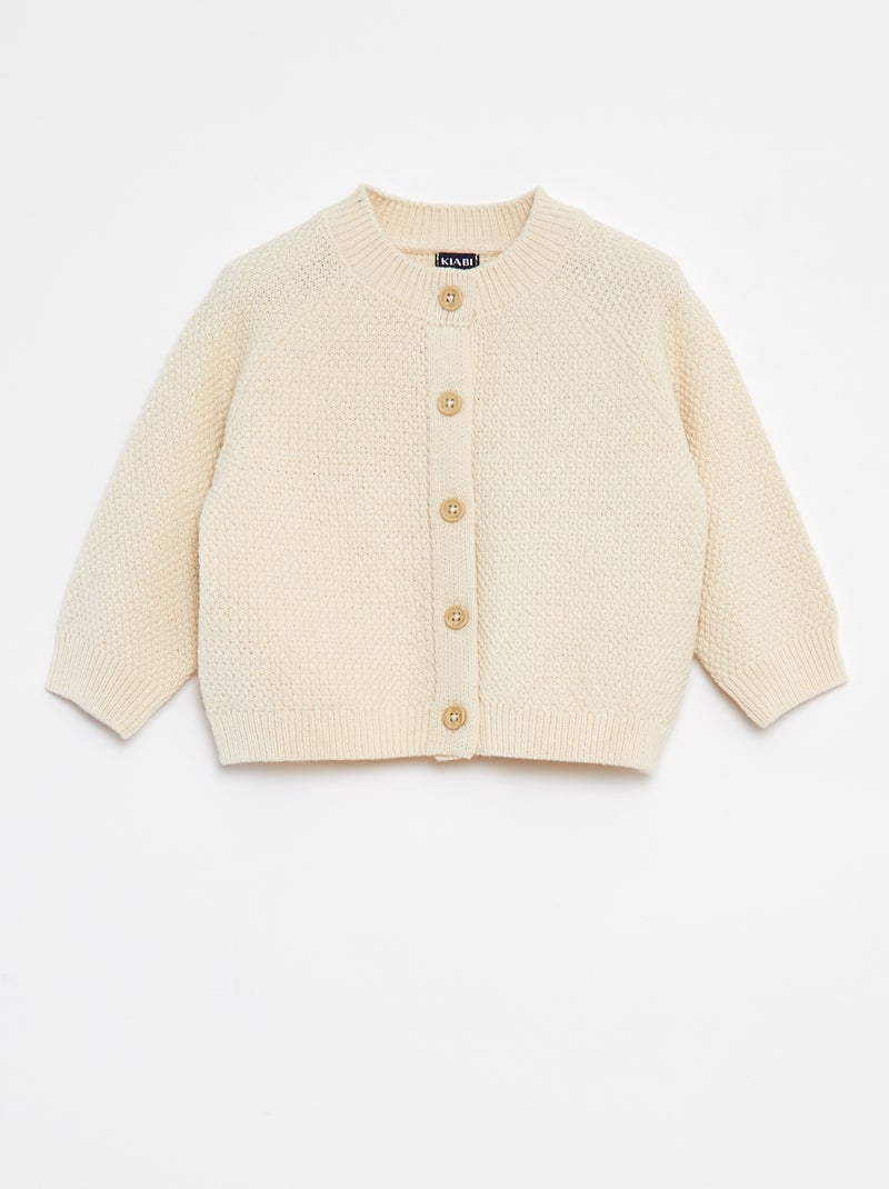 Vest in eenvoudige ribbelsteek met knoopsluiting Biege - Kiabi