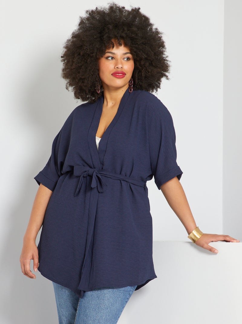 Vest in kimonostijl BLAUW - Kiabi
