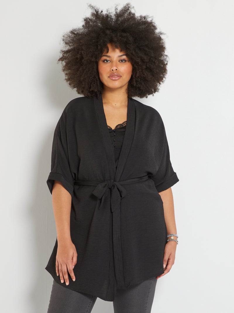 Vest in kimonostijl zwart - Kiabi