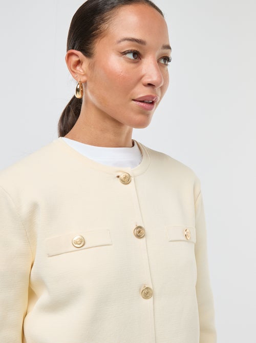 Vest met goudkleurige knopen en textuurtricot - Kiabi