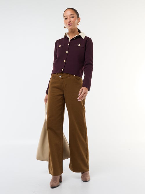 Vest met goudkleurige knopen en textuurtricot - Kiabi