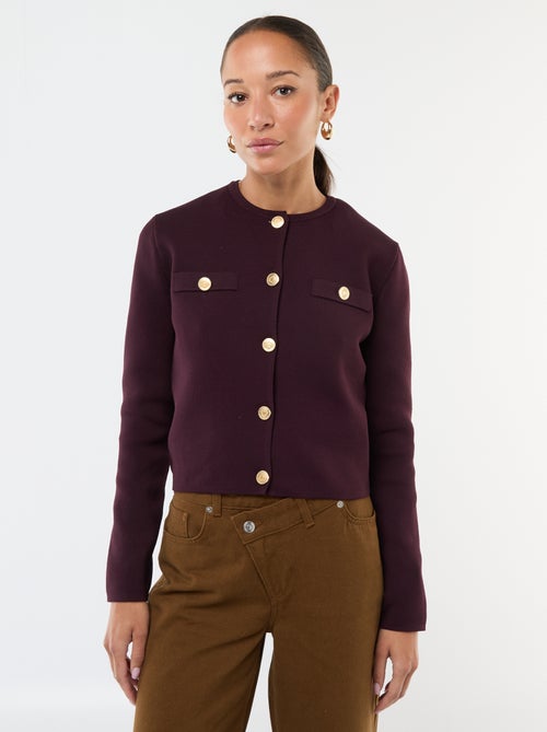 Vest met goudkleurige knopen en textuurtricot - Kiabi