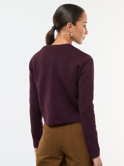 Vest met goudkleurige knopen en textuurtricot - Kiabi