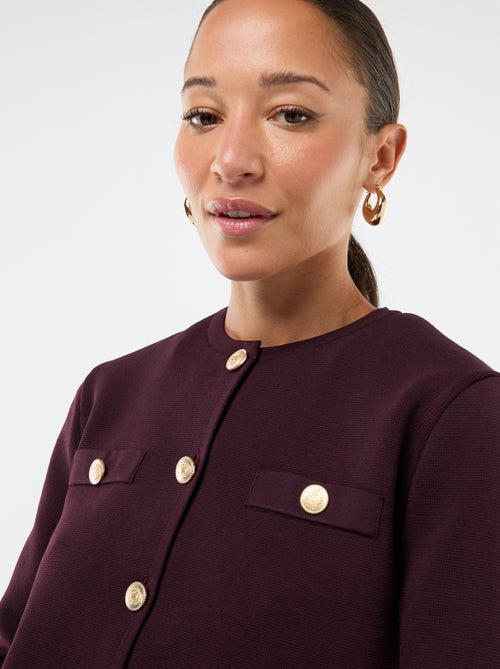 Vest met goudkleurige knopen en textuurtricot - Kiabi