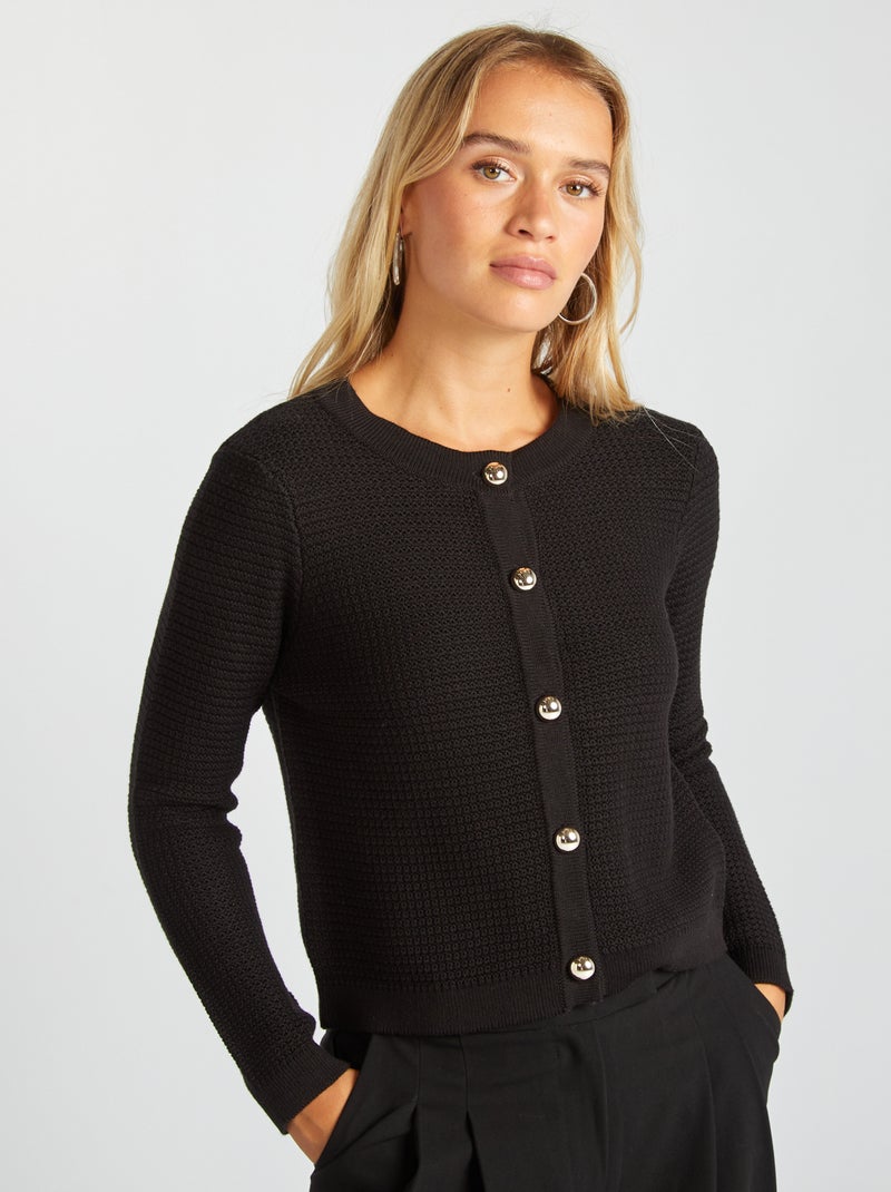 Vest met goudkleurige knopen zwart - Kiabi