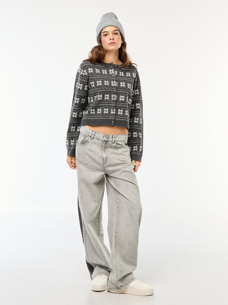 Vest met jacquardmotief Grijs - Kiabi