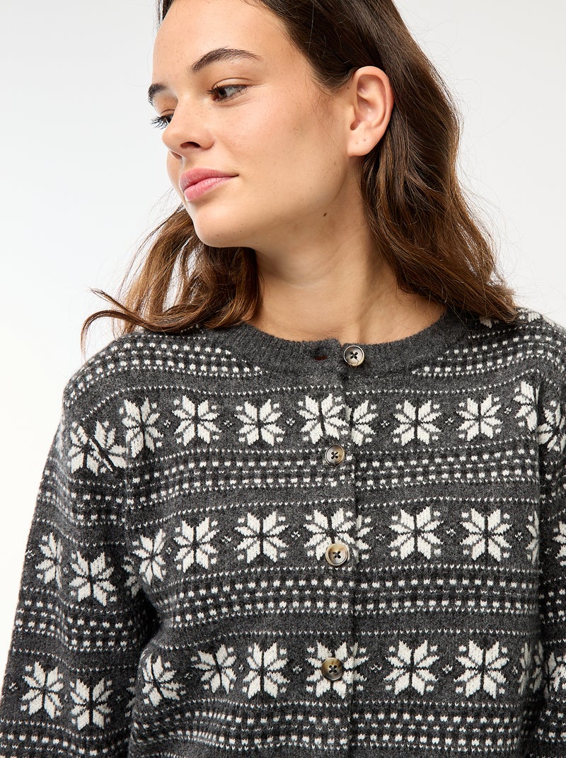 Vest met jacquardmotief Grijs - Kiabi