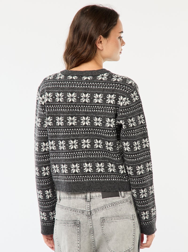 Vest met jacquardmotief Grijs - Kiabi