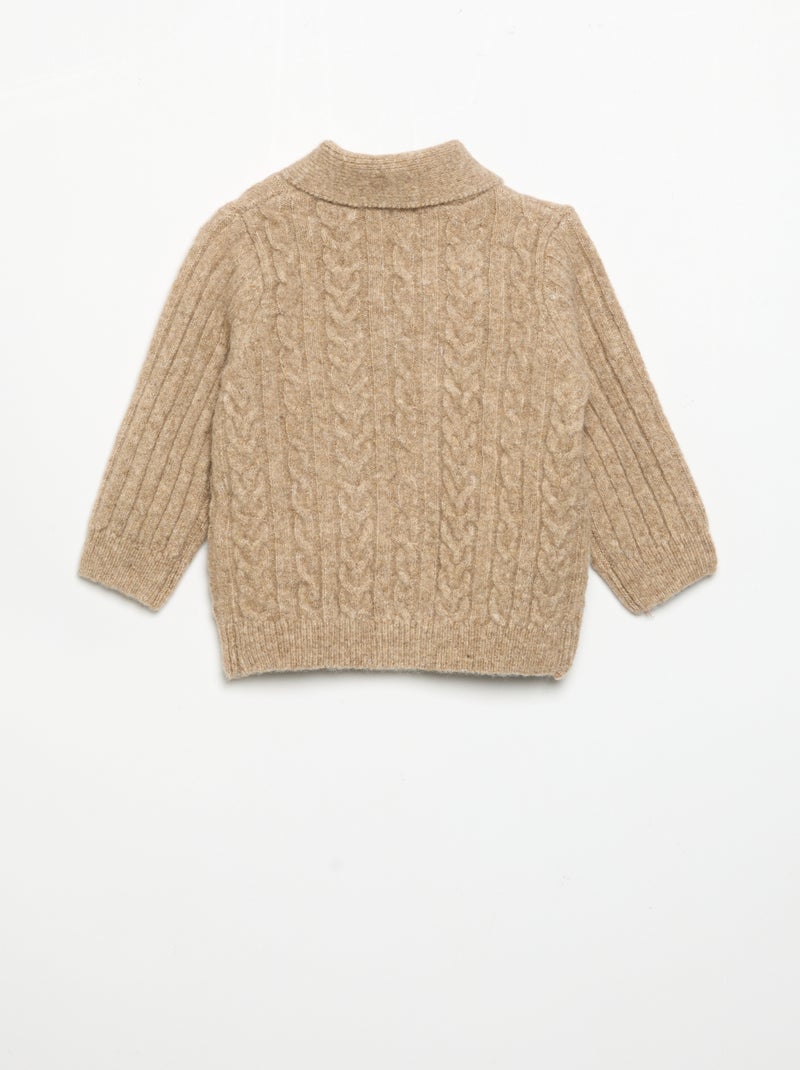 Vest met kabelmotief en sjaalkraag Biege - Kiabi