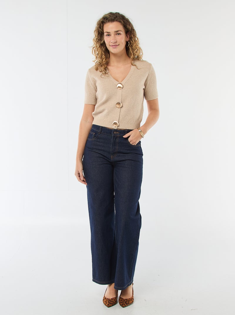 Vest met korte mouwen en fantasieknopen Biege - Kiabi