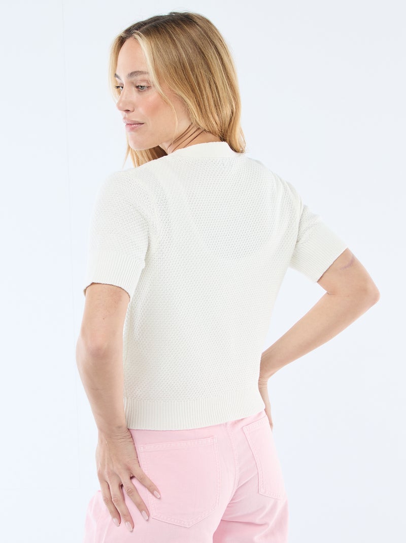 Vest met korte mouwen en fantasieknopen Wit - Kiabi