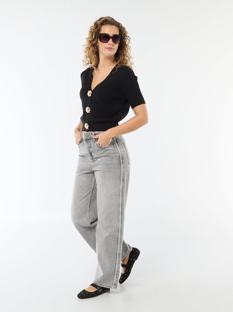 Vest met korte mouwen en fantasieknopen Zwart - Kiabi