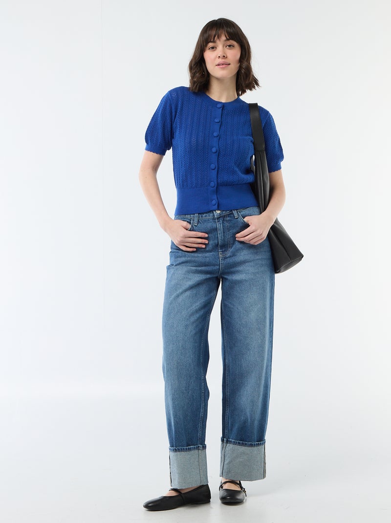 Vest met korte mouwen van ajourgebreide stof Blauw - Kiabi