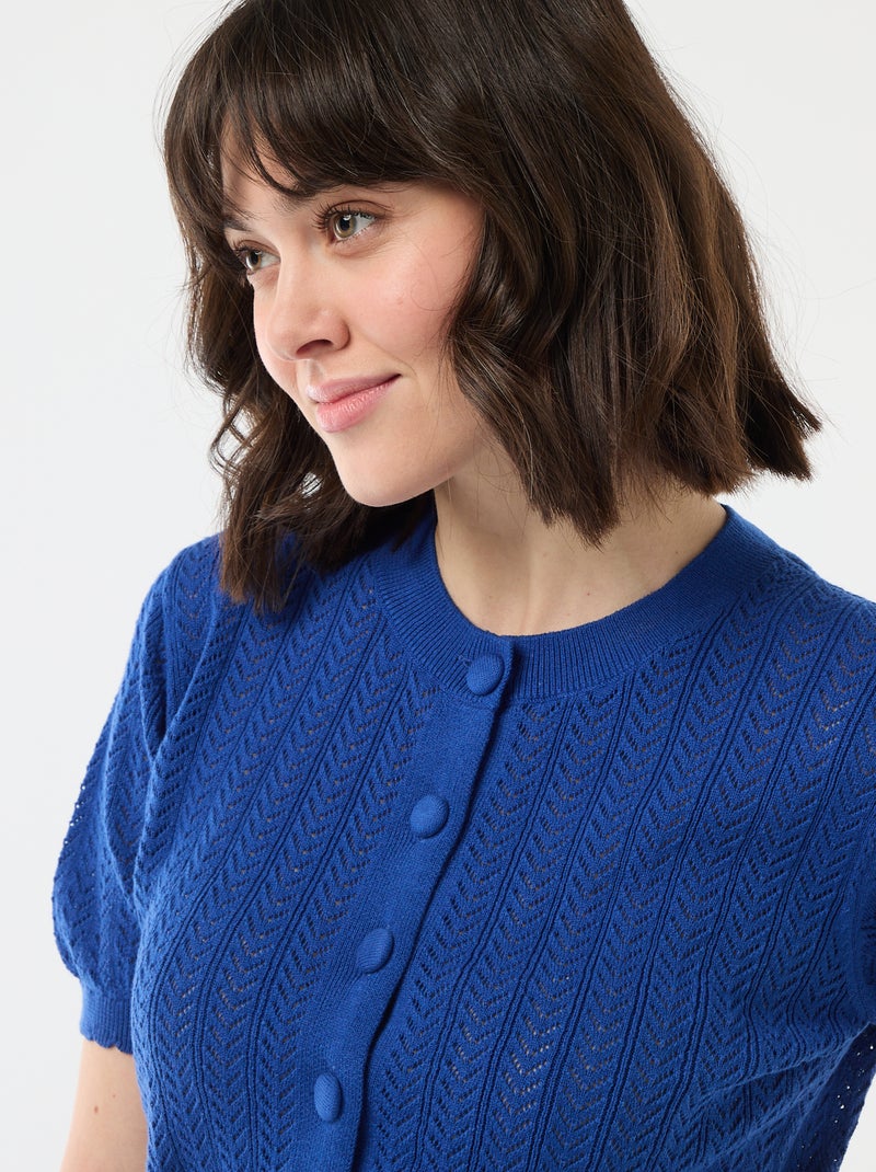 Vest met korte mouwen van ajourgebreide stof Blauw - Kiabi