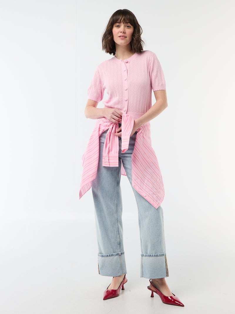 Vest met korte mouwen van ajourgebreide stof Rose - Kiabi