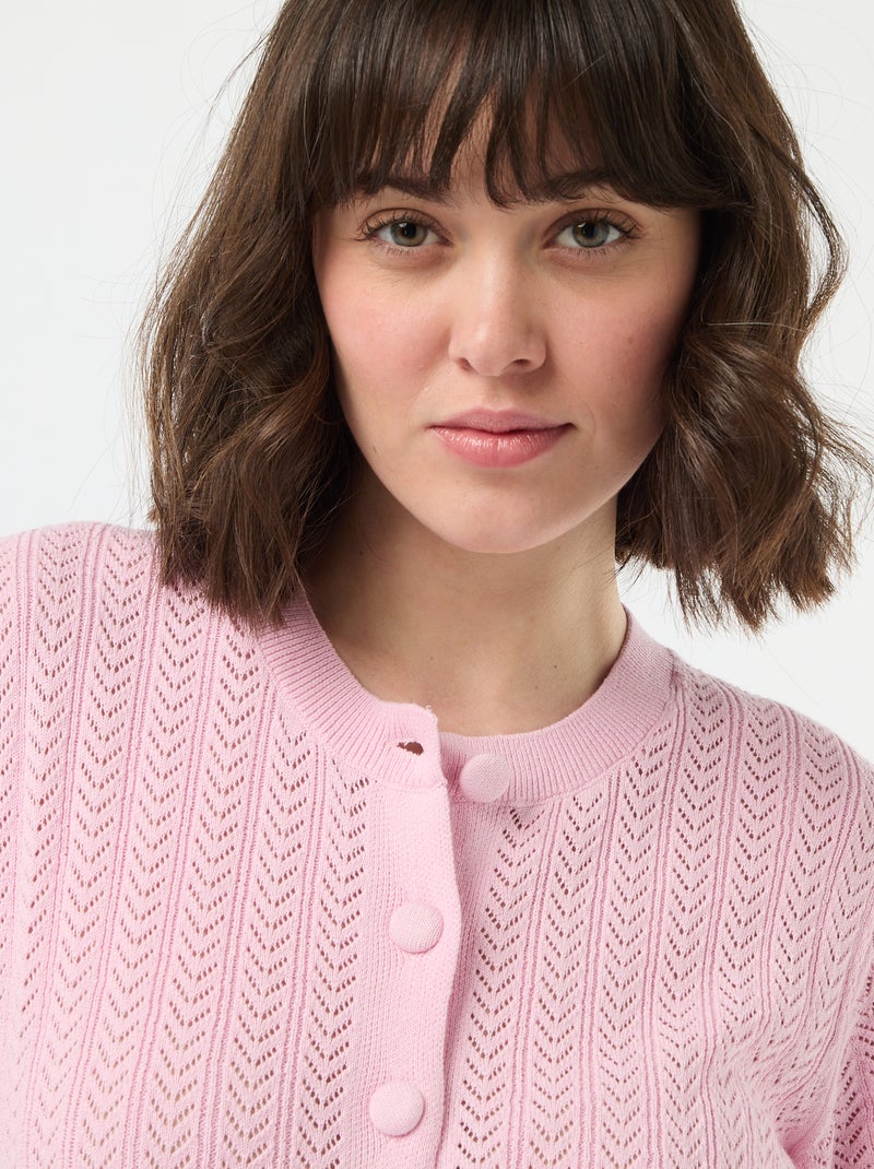 Vest met korte mouwen van ajourgebreide stof Rose - Kiabi