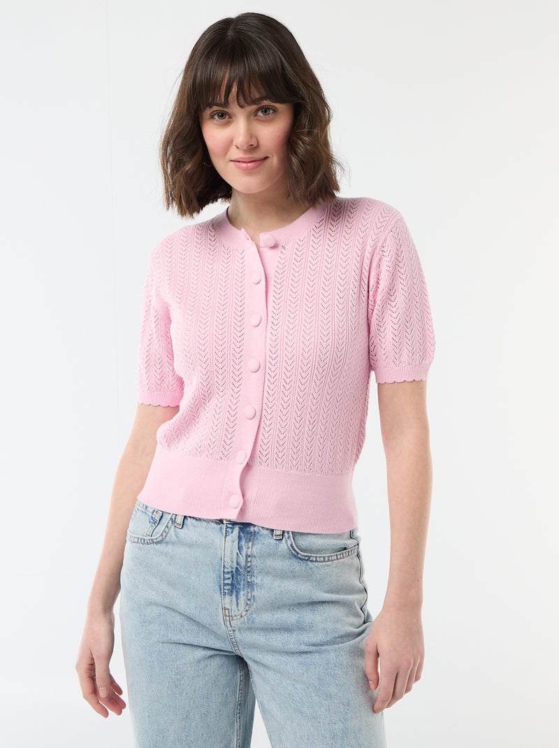 Vest met korte mouwen van ajourgebreide stof Rose - Kiabi