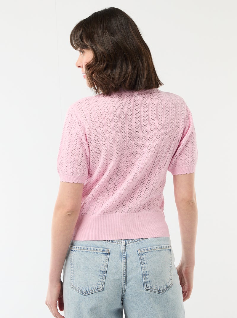 Vest met korte mouwen van ajourgebreide stof Rose - Kiabi
