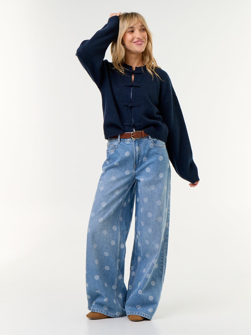 Vest met lange mouwen en mandarijnsluiting Blauw - Kiabi