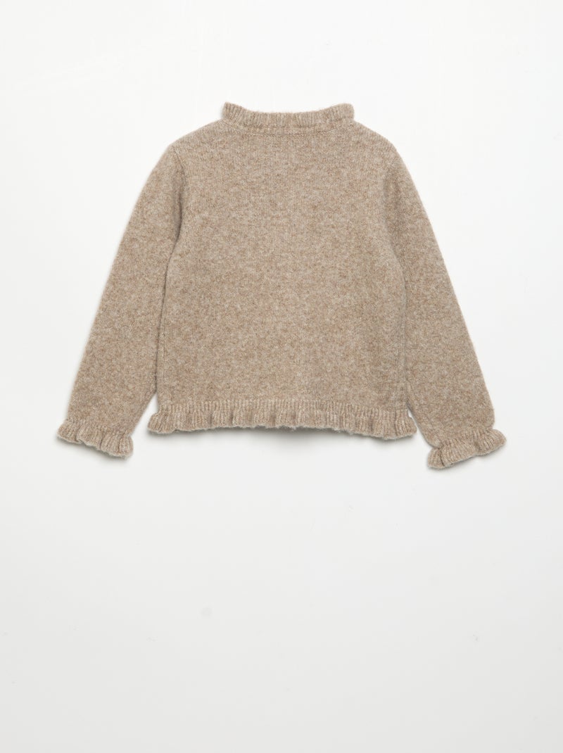 Vest met lange mouwen en ruches Biege - Kiabi