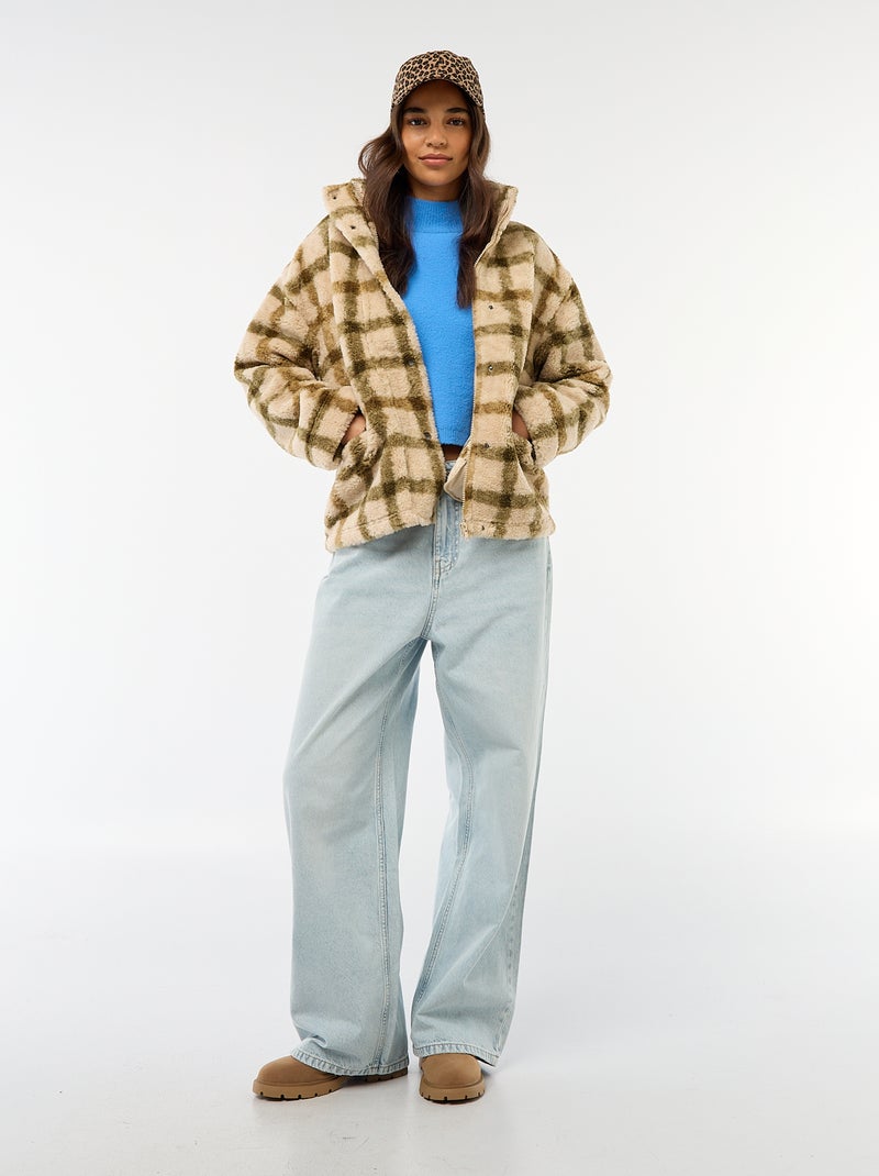 Vest met opstaande kraag en schapenvachteffect Wit - Kiabi