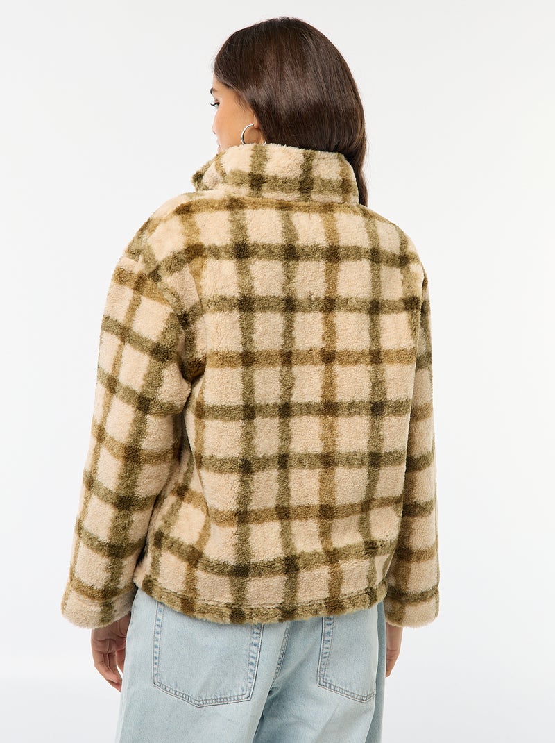 Vest met opstaande kraag en schapenvachteffect Wit - Kiabi