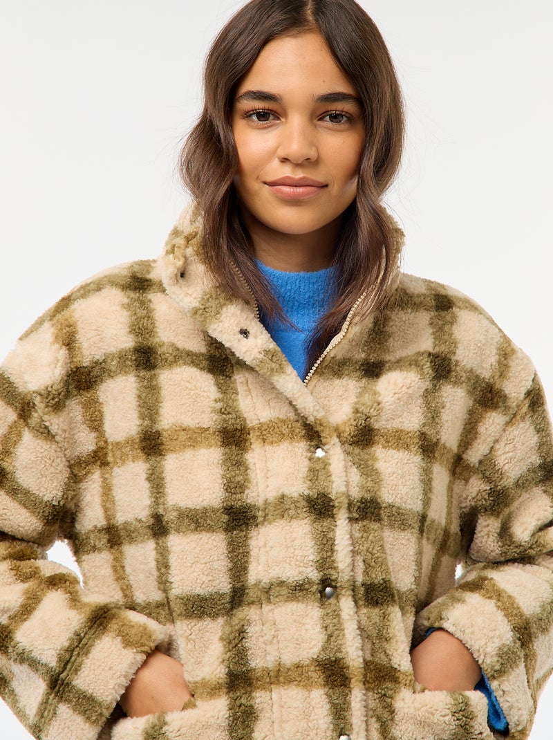 Vest met opstaande kraag en schapenvachteffect Wit - Kiabi