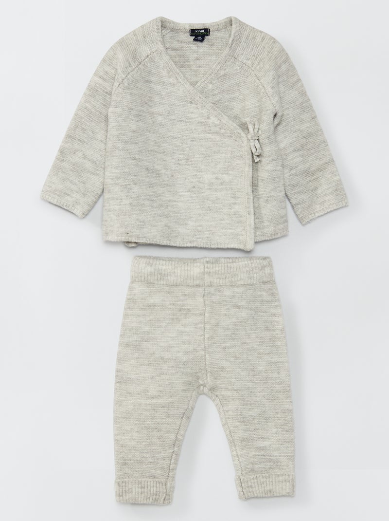 Vest met overslag + gebreide broek GRIJS - Kiabi