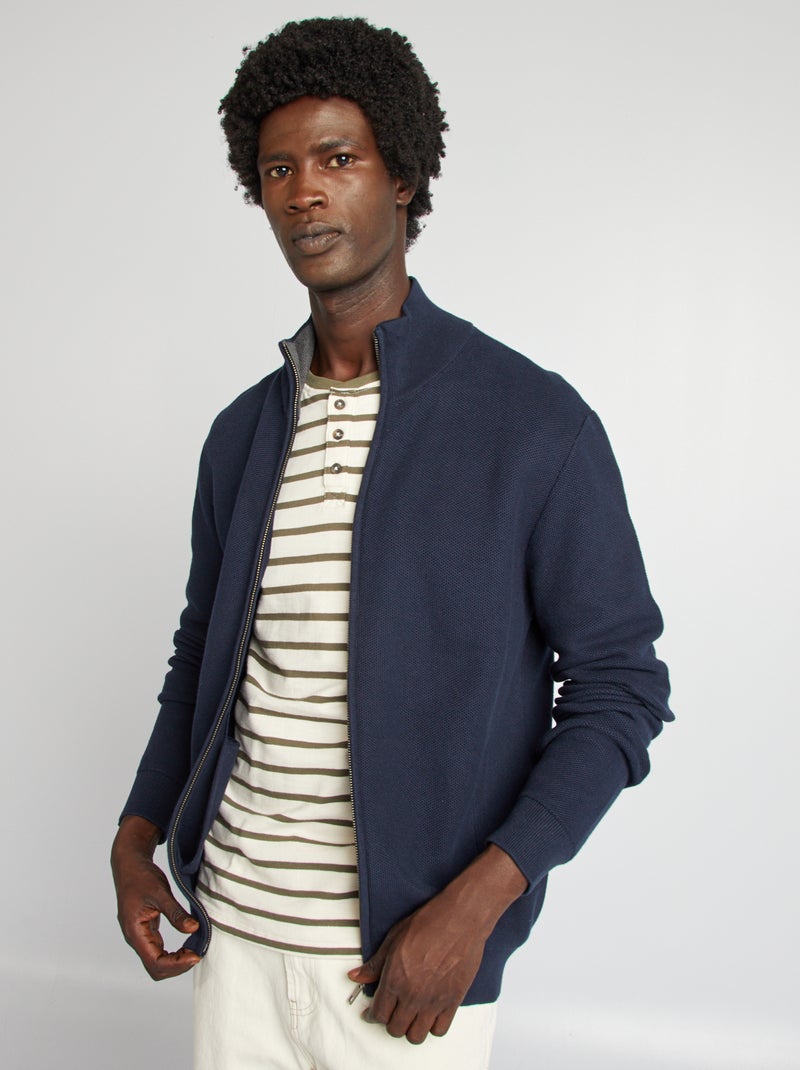 Vest met rits en opstaande kraag BLAUW - Kiabi