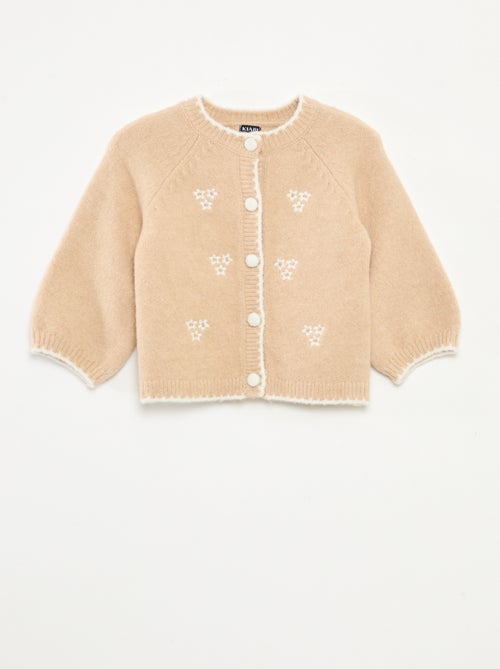 Vest met ronde hals en geborduurde bloemen - Kiabi