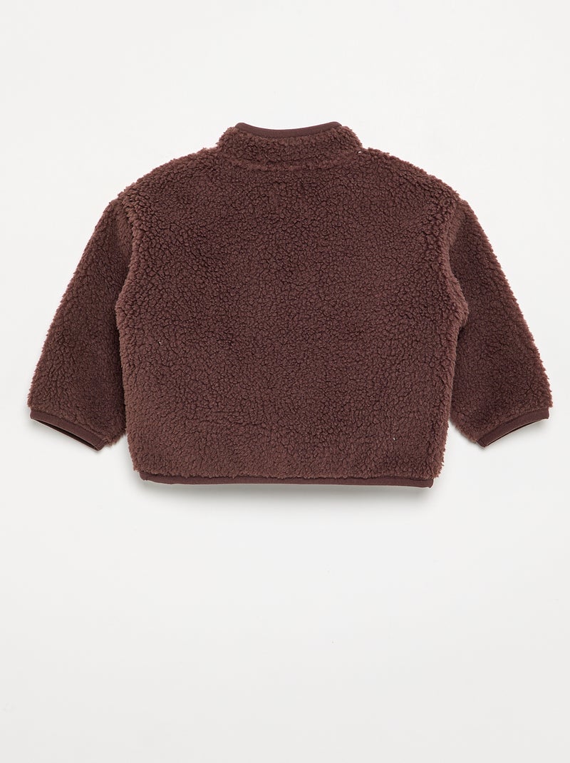 Vest met schapenvachteffect en lange mouwen Bruin - Kiabi