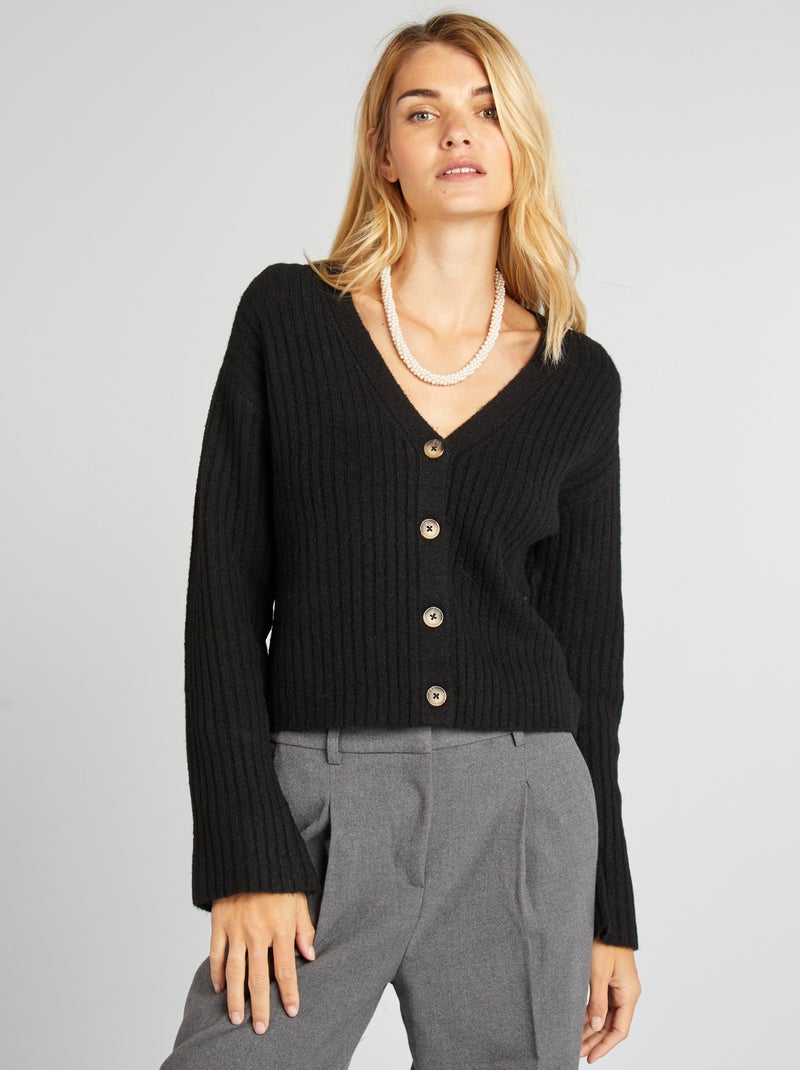 Vest met V-hals zwart - Kiabi