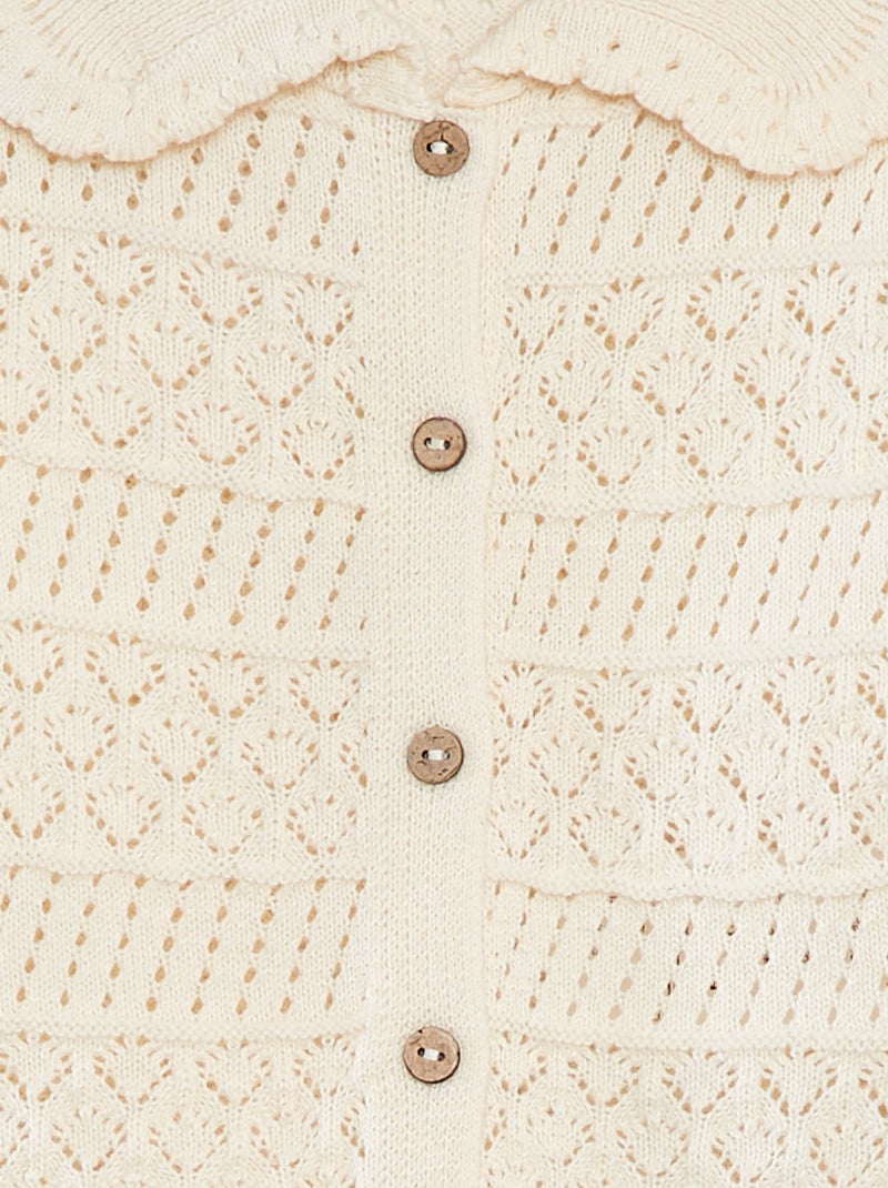 Vest van ajourtricot met korte mouw WIT - Kiabi