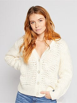 Vest van dik opengewerkt tricot - Kiabi