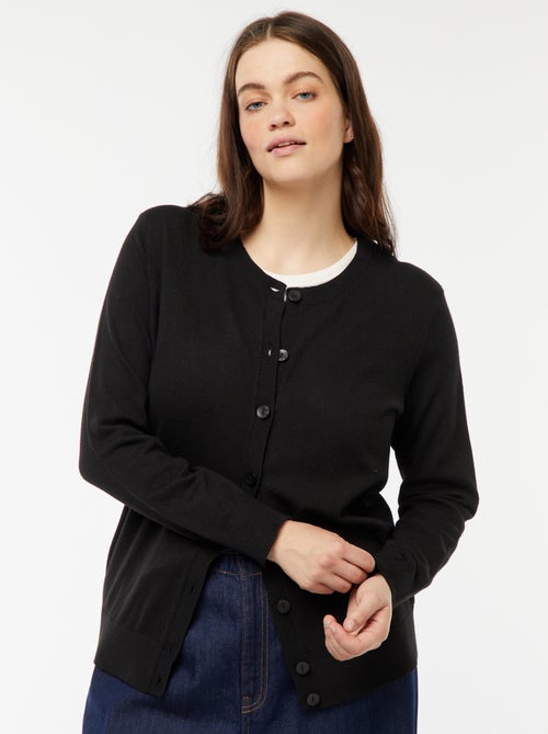 Vest van dun gebreid tricot met knoopsluiting - Kiabi