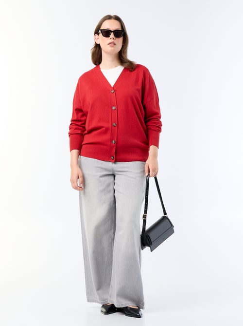 Vest van dun tricot met knoopsluiting - Kiabi